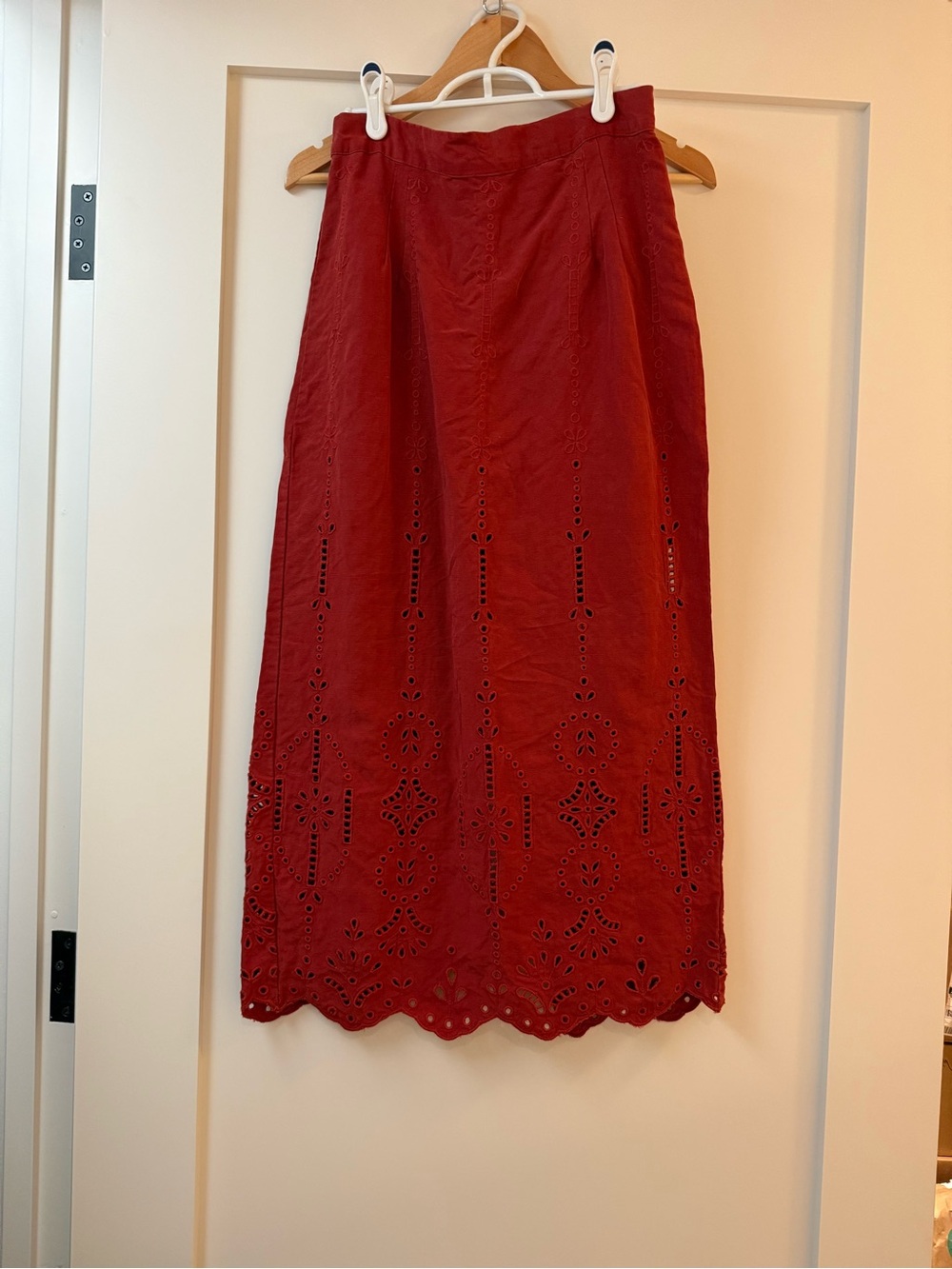 Banana Republic Red Eyelet Maxi Skirt
